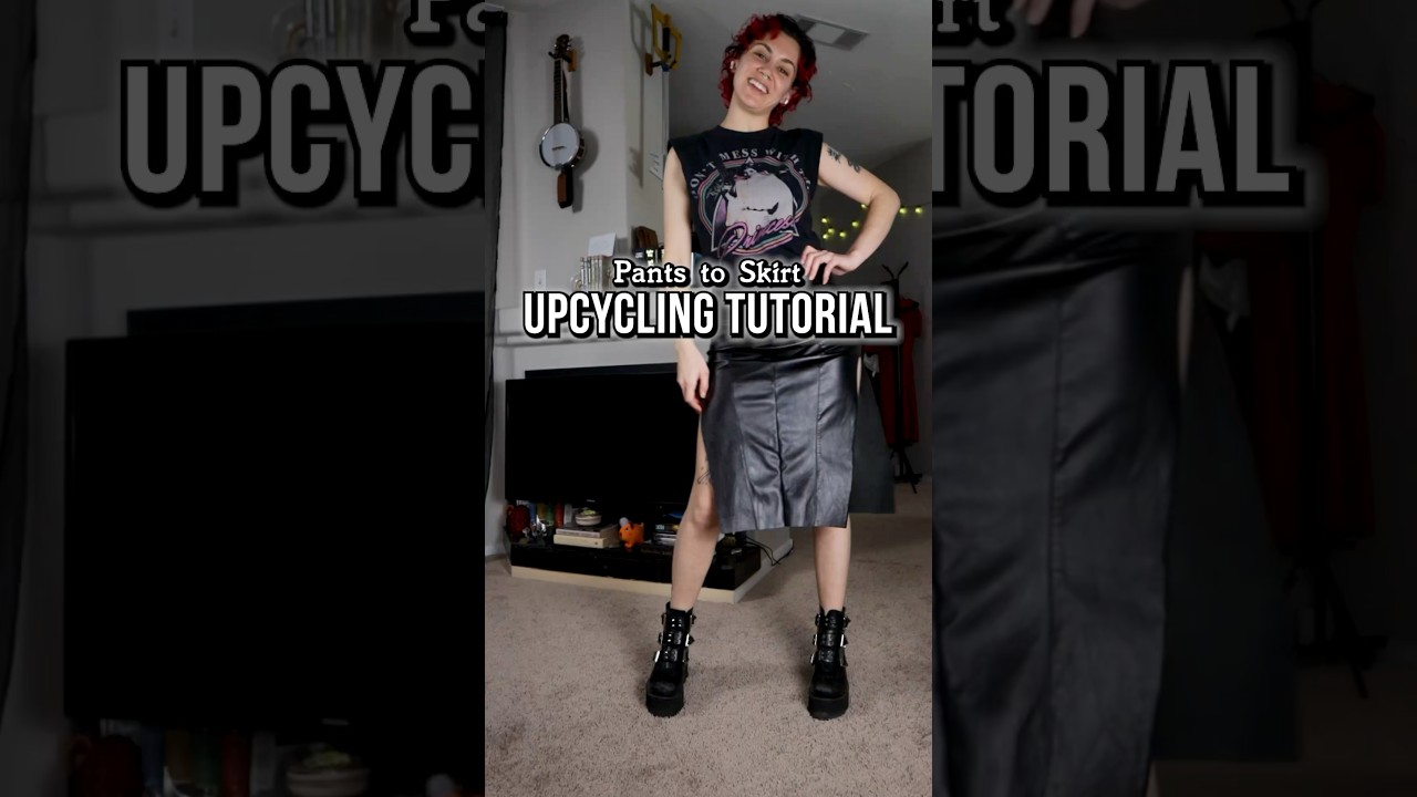 👀 pants to skirt upcycling tutorial 👀 #upcycling #skirttutorial #thriftflip