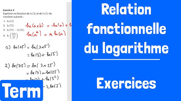 Exercices : Relation fonctionnelle du logarithme ln(a×b) = ln(a) + ln(b)