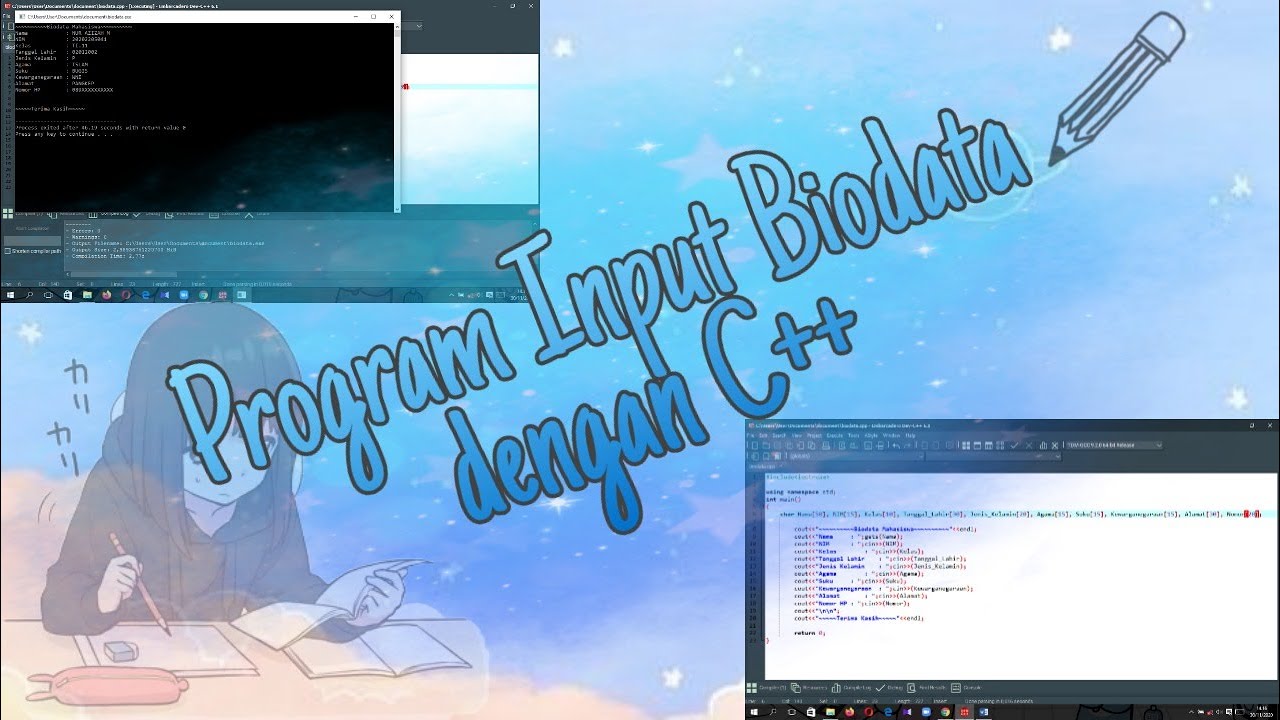 program input biodata dev c++ - YouTube