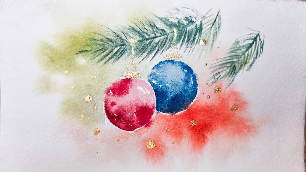 🎄 Easy Christmas Ornaments in  Watercolor | Relaxing Painting