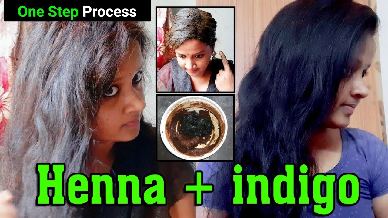 Henna & Indigo For Black Hair In Telugu | 1 Step Henna Indigo Process ...