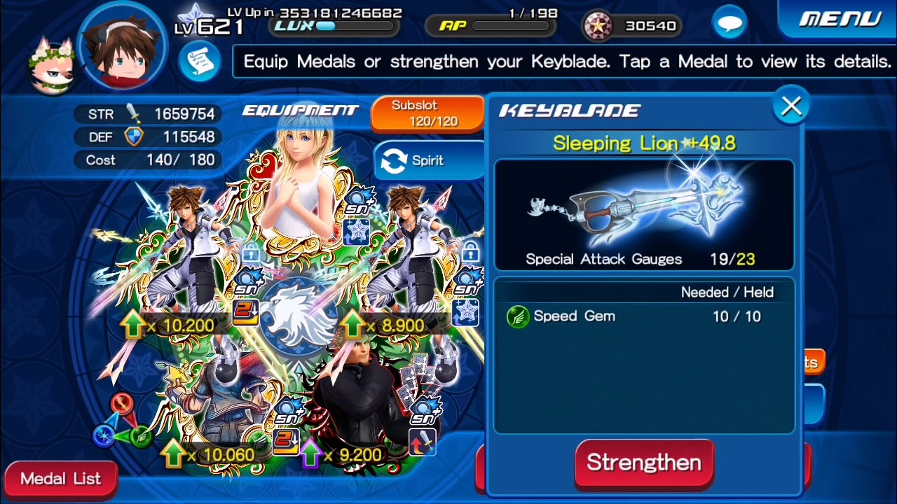 Kingdom hearts union X [ KHUX] Sleeping Lion Max Level