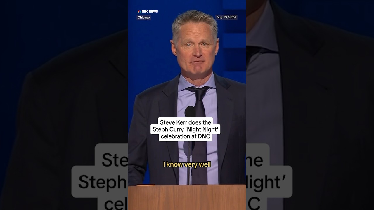 Steve Kerr does the Steph Curry “Night Night” celebration at DNC
