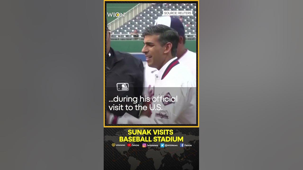 Prime Minister Rishi Sunak poses with Washington Nationals mascot Screech,  as he attends the Washington Nationals v Arizona Diamondbacks baseball at  Nationals Park during his visit to Washington DC in the US.