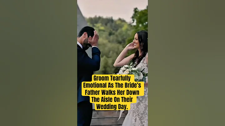 Groom Tearfully Emotional As The Bride’s Father Walks Her Down The Aisle On Their Wedding Day.