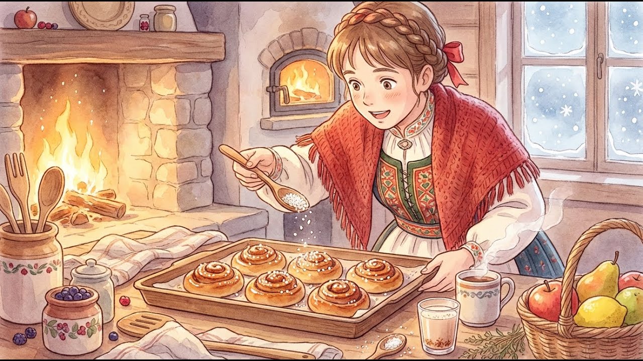 Baking Swedish Cinnamon Rolls in a Snowy Cottage 🇸🇪 | Ghibli Style ASMR Animation