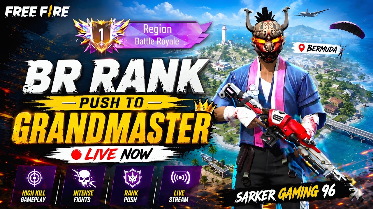 🔴 FREE FIRE BR RANK PUSH TO GRANDMASTER 👑🔥 | Free Fire Live - YouTube