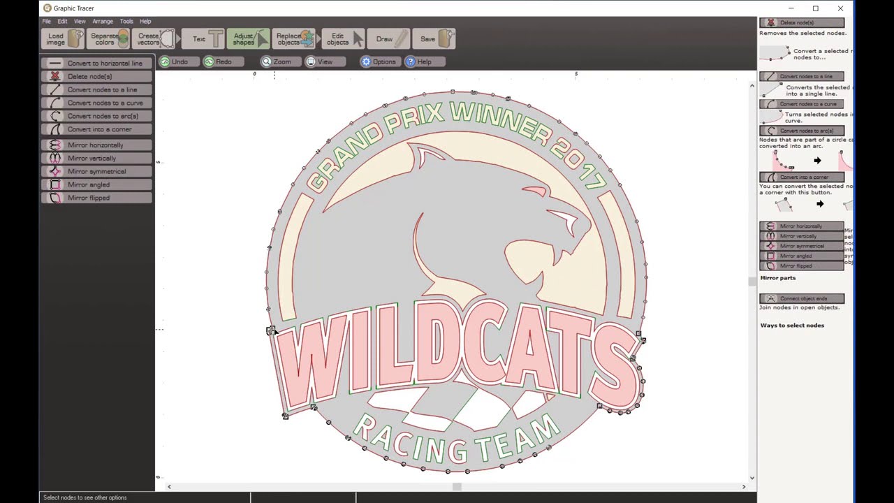 Graphic Tracer Tutorial - The Wildcats logo