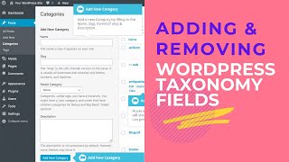 Add custom Taxonomy Fields & Remove Description Taxonomy field in WordPress Categories Admin