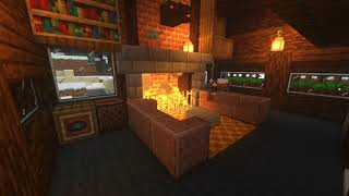 Minecraft Relaxing Music With Fireplace Ambience