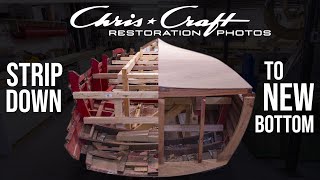 Chris Craft Restoration Photograph Slideshow | Arrival to New Bottom Installation