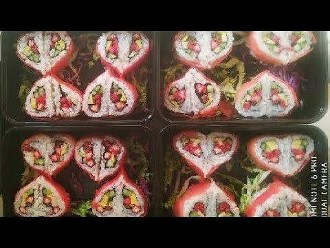 Valentines Day sushi roll heart shaped sushi recipe
