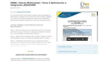 UNAD | Cálculo Multivariado | Tarea 2 Optimización e Integración  ¡SOLUCIÓN!