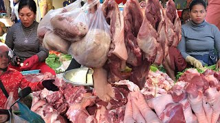 Cambodian Fresh Morning Market @ Siem Reap City , Fish , Pork Vegetable And More #wetmarket