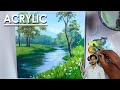 Acrylic Landscape Painting - Morning Lake | step by step | Supriyo