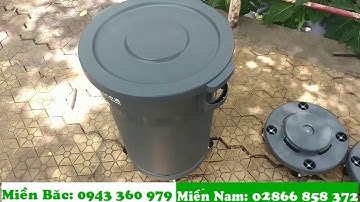 Thùng rác nhà bếp có bánh xe 80L, Thùng rác nhựa tròn có bánh xe, thùng rác tròn