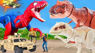 T-Rex vs Spiderman Indominus Rex 🦖| Big Eplosion in Dinosaurs Territory | Jurassic World Toys Movie
