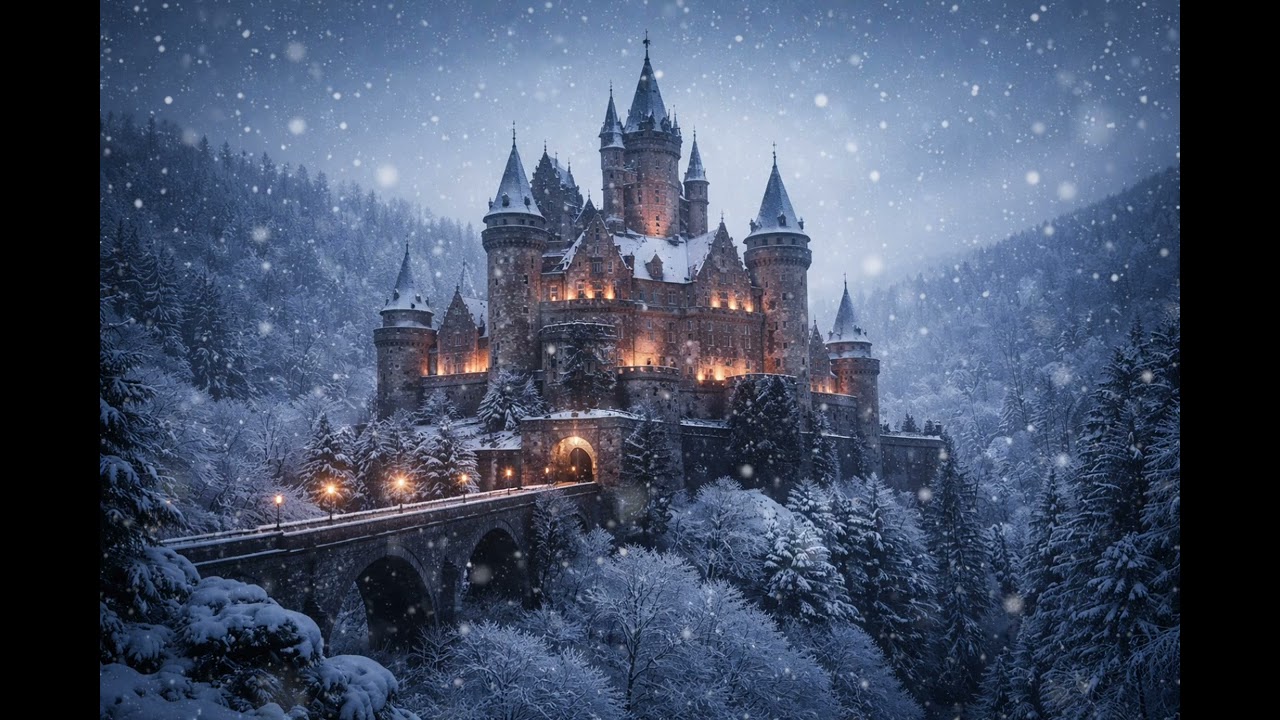 “Gentle Falling Snow ❄️ Winter Castle Ambience | Sleep & Relaxation”