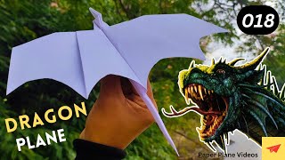 how to make a paper dragon plane  ( flying super )  origami dragon paper plane  (perfect landing)
