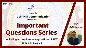 Technical Communication Revision Series: Unit 1 (Part 2)