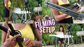 MY OUTDOOR SET-UP FOR YOUTUBE VIDEOS! (lighting, equipment, background + audio) *affordable*