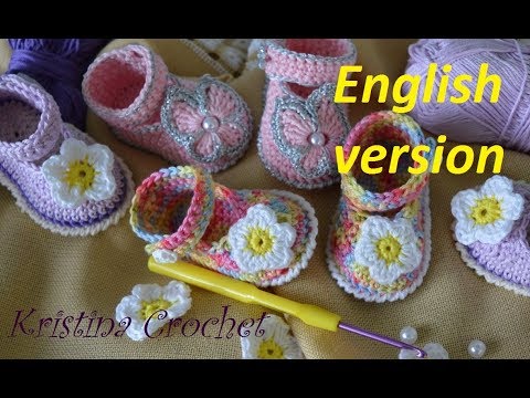 Crochet baby shoes Booties Tutorial (English version)