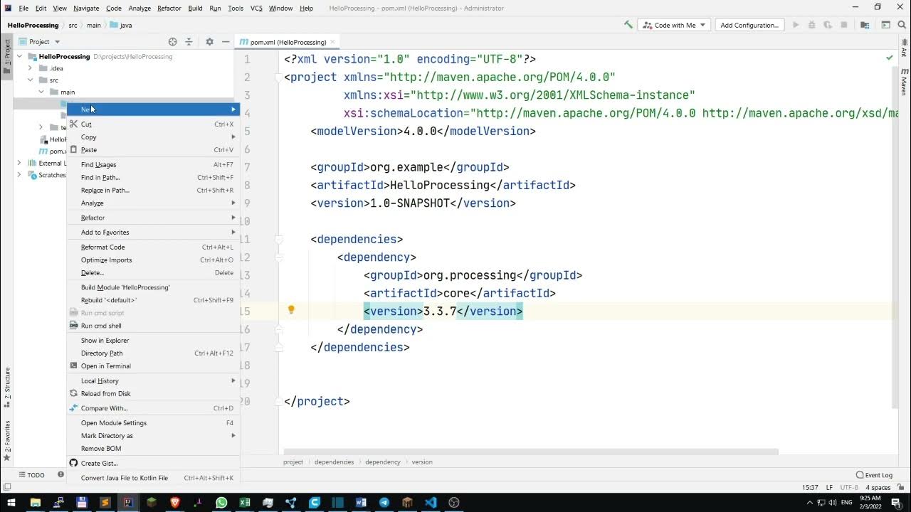 Hello world in Java Processing using Intellij IDEA and Maven - YouTube
