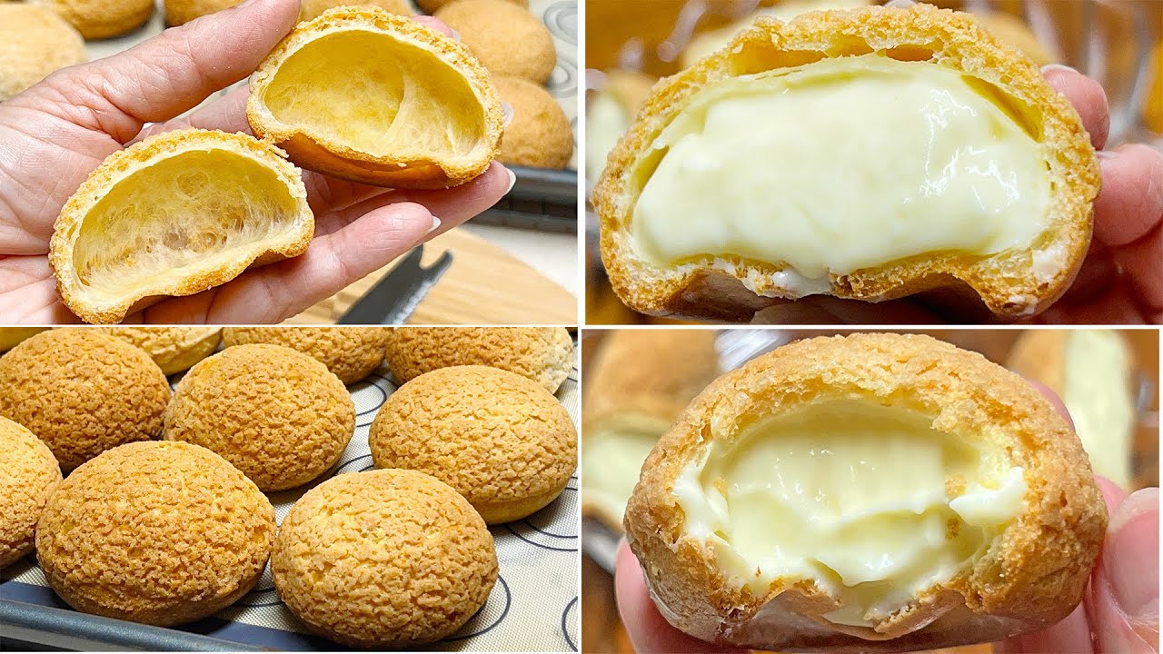 Bánh Su Kem Giòn - Crispy Cream Puff / Choux au Craquelin - YouTube