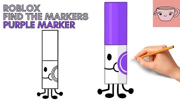 How To Draw BFB Purple Marker | Roblox - Find The Markers | Easy Step By Step Drawing Tutorial
