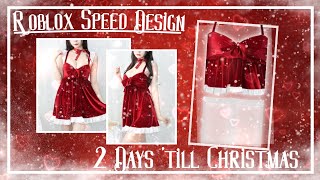 Christmas satin n velvet bow dress roblox speed design || 2 days 'till Christmas series