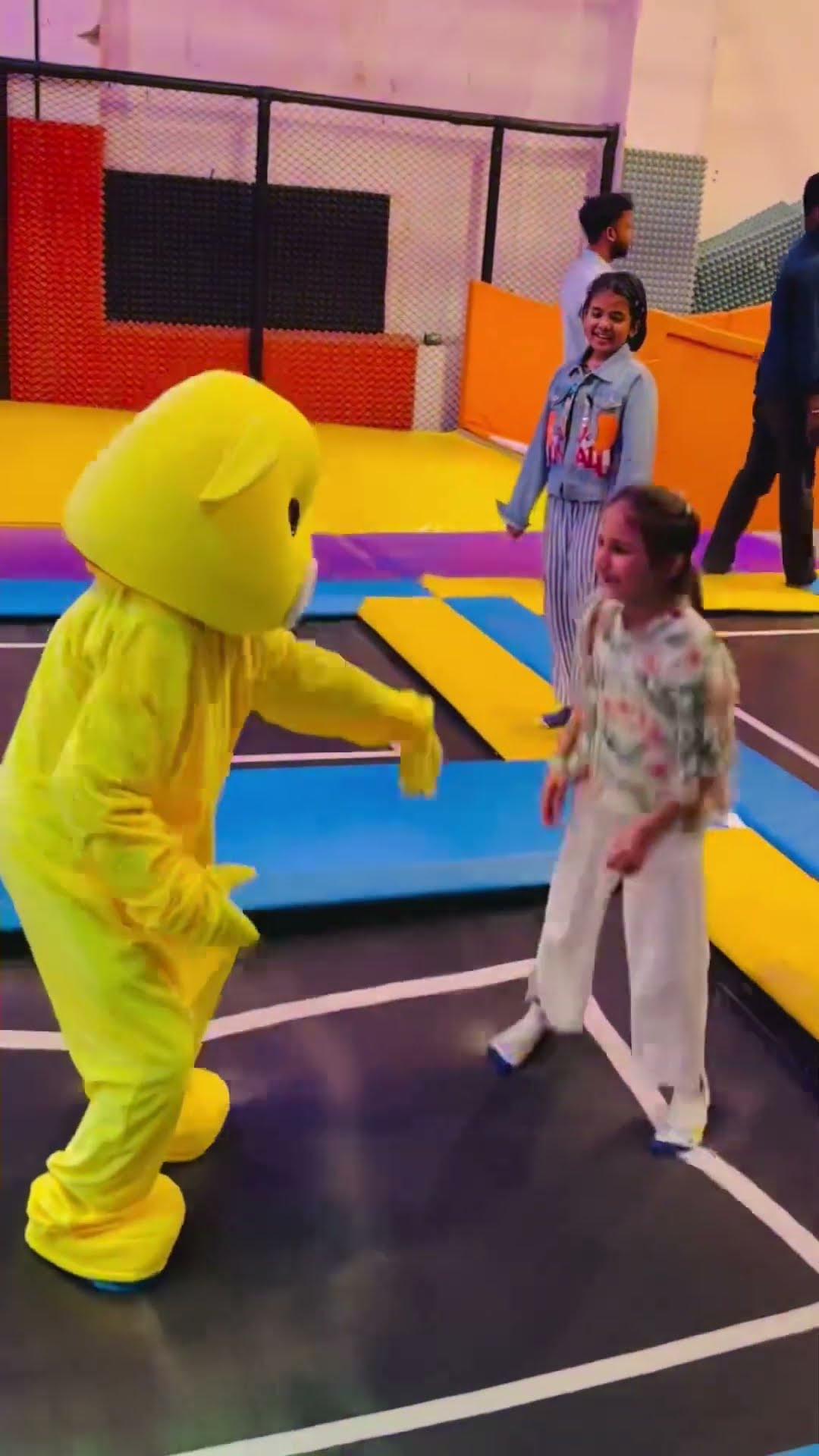 Maahi dance with Mascot at trampoline park ???