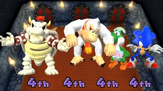 Mario Party 9 Minigame - Bowser Vs Donkey Kong Vs Yoshi Vs Sonic
