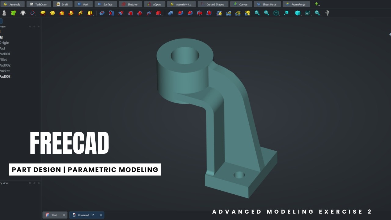 FreeCAD Advanced Modeling Exercise 2 | Parametric Design in Part Design ...