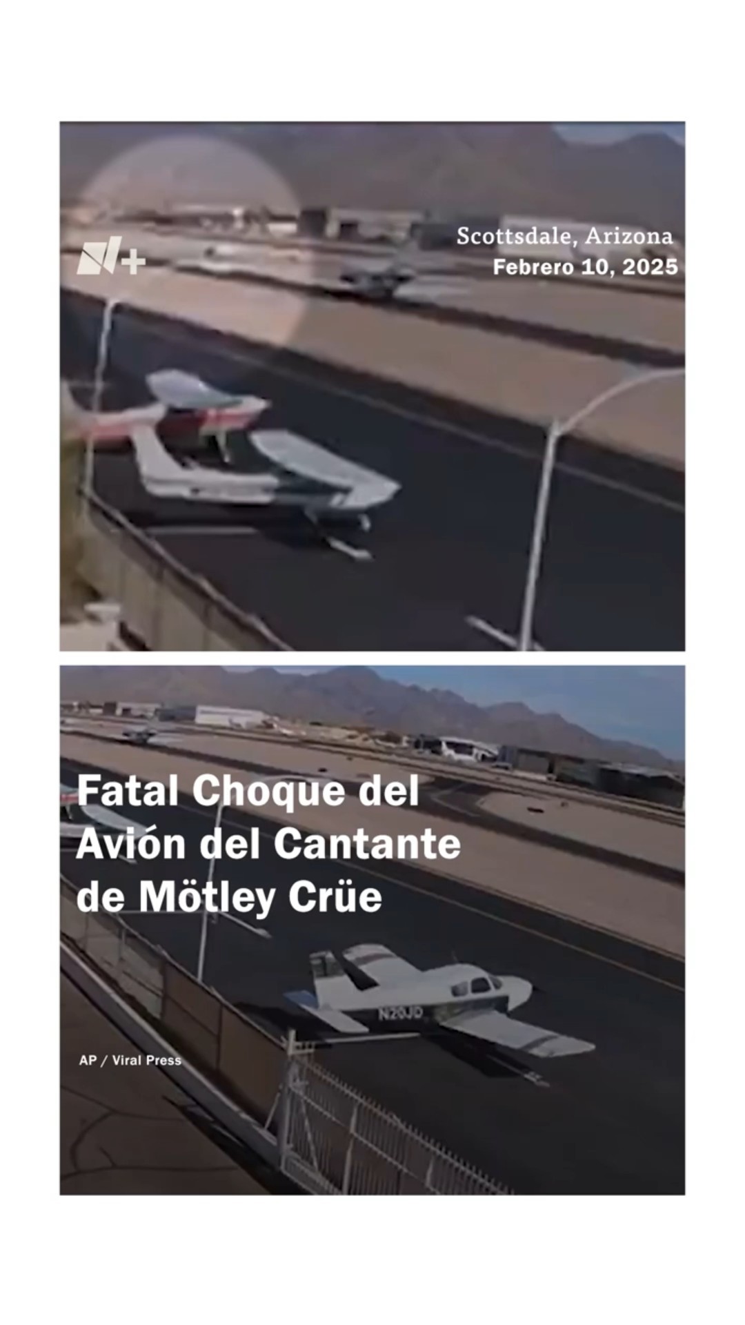 Avión de Vince Neil de Mötley Crüe choca en Arizona #nmas #shorts #avion