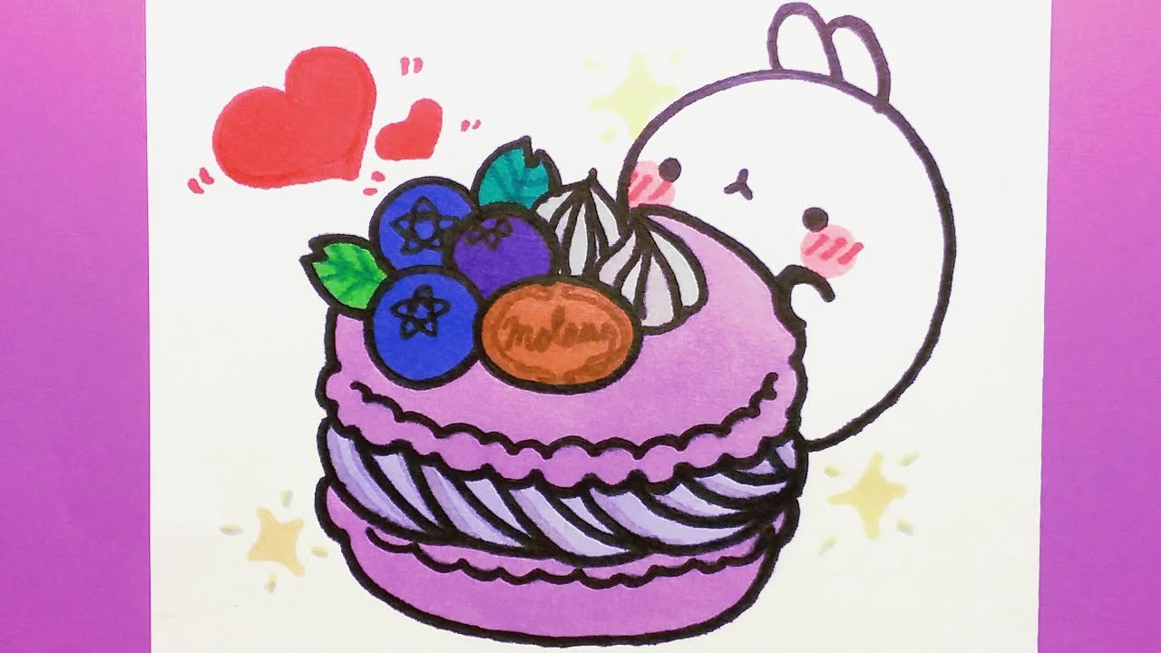 HOW TO DRAW MACARON WITH MOLANG, CUTE(^0^) - YouTube