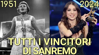 TUTTI I VINCITORI DEL FESTIVAL DI SANREMO DAL 1951 AL 2024 | Angelina Mango La Noia e Mengoni 2023