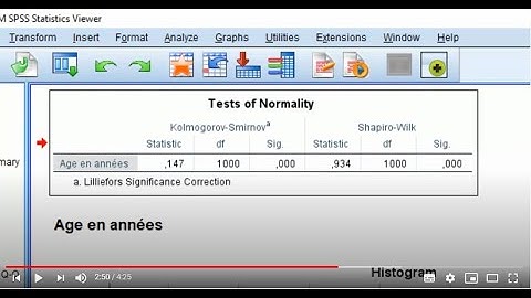 SPSS - Normality Tests  Test de Normalité  Kolmogorov-Smirnov Shapiro-Wilk