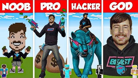 Minecraft Mrbeast Statue House Build Challenge _ Noob vs pro vs hacker?