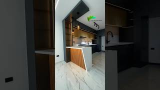 Matte Black & Wood Modular Kitchen Tour 😍 Modern Kitchen Design Ideas 2026 #shorts #viral #trending