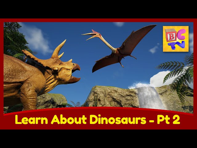 Learn About Dinosaurs Part 2 For Kids | Velociraptor, Quetzalcoatlus, Fossils and More! class=