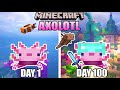 I Survived 100 DAYS as an AXOLOTL in HARDCORE MINECRAFT... Here's what happened