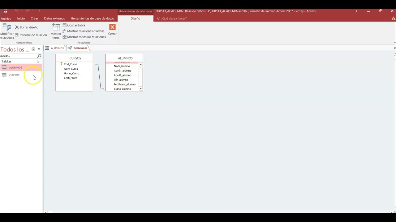 Relacionar tablas Access con el asistente  para busquedas