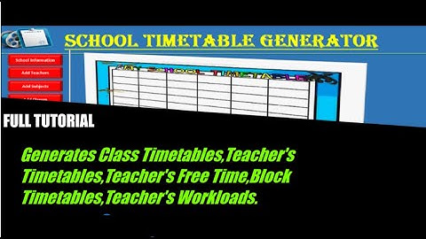 Excel/VBA School Timetables Generation