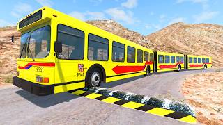 Long Bus, School Bus, City Bus Vs Massive Speed Bumps #7 - BeamNG.Drive screenshot 4