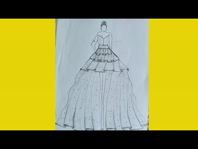 Beautiful dress drawing /easy dress drawing video tutorial