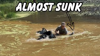 Honda 420 hitting deep washout after a flood *WAY DEEPER THAN EXPECTED*
