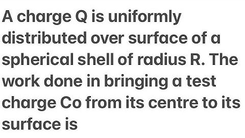 A charge Q is uniformly distributed over the surface of a spherical shell of radius R.The workdone