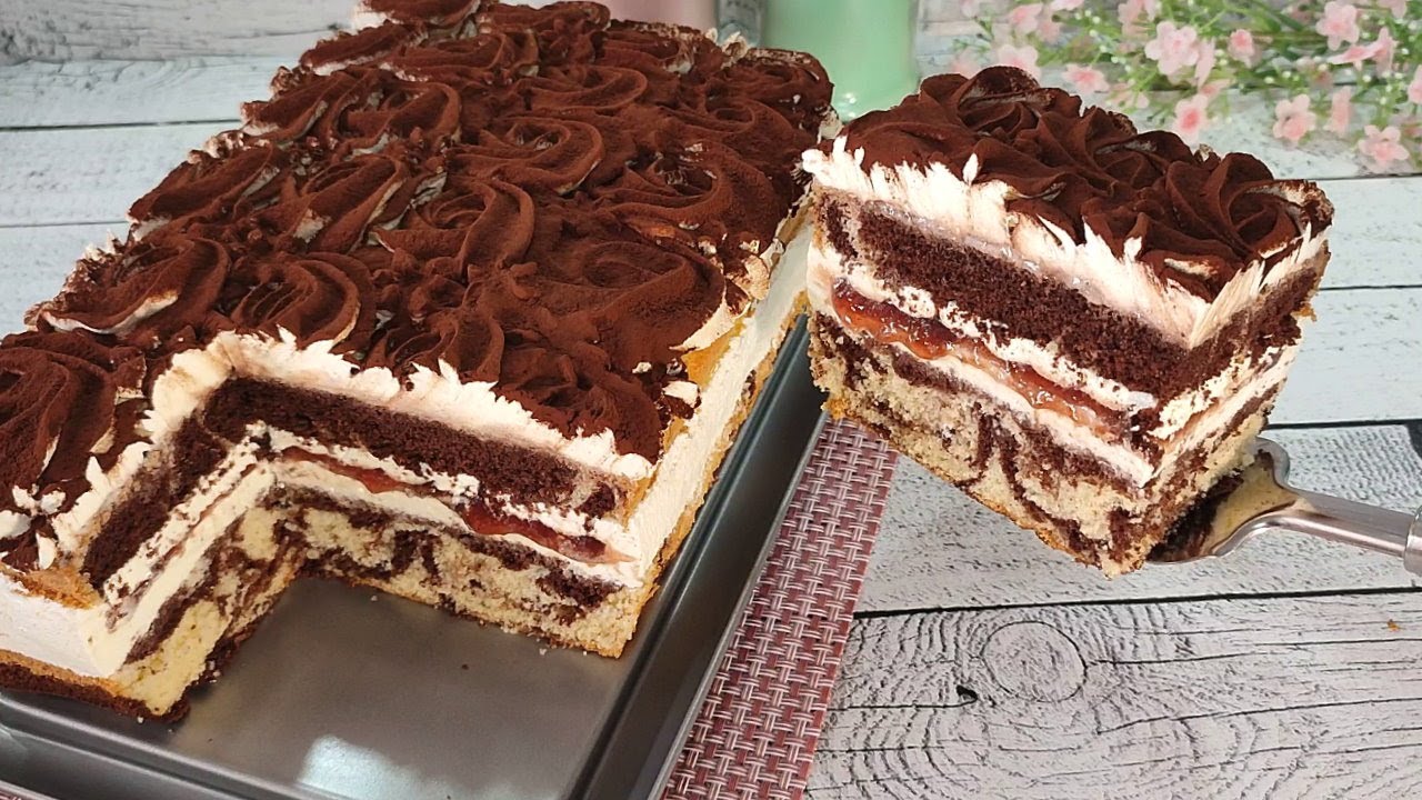 Этот быстрый сочный шоколадный торт тает во рту! Все будут в восторге! Мраморный торт!