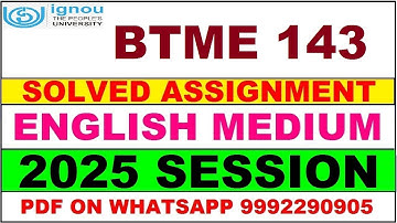 BTME 143 solved assignment 2025 in English || btme 143 solved assignment 2025 || ignou btme143 2025