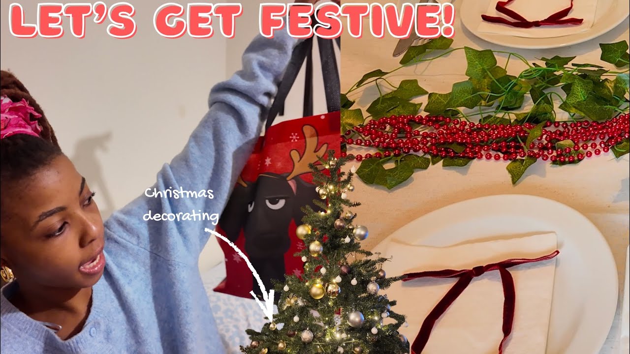 Let's get festive | Christmas tree decorating, Christmas dinner table set up